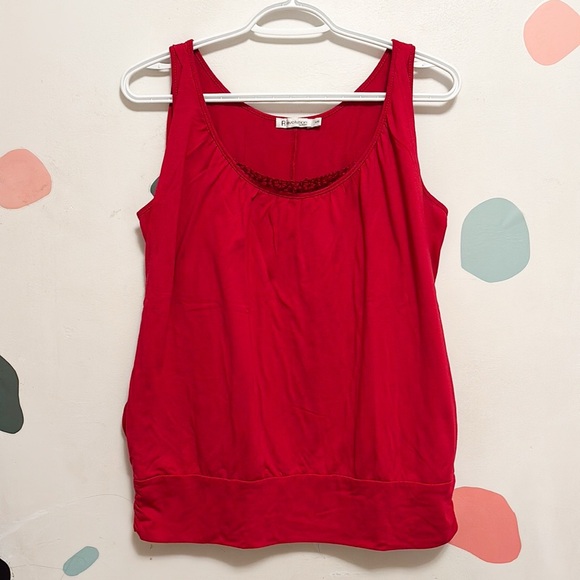 Revolution Red Lace Neck Sleeveless Top - Picture 1 of 2
